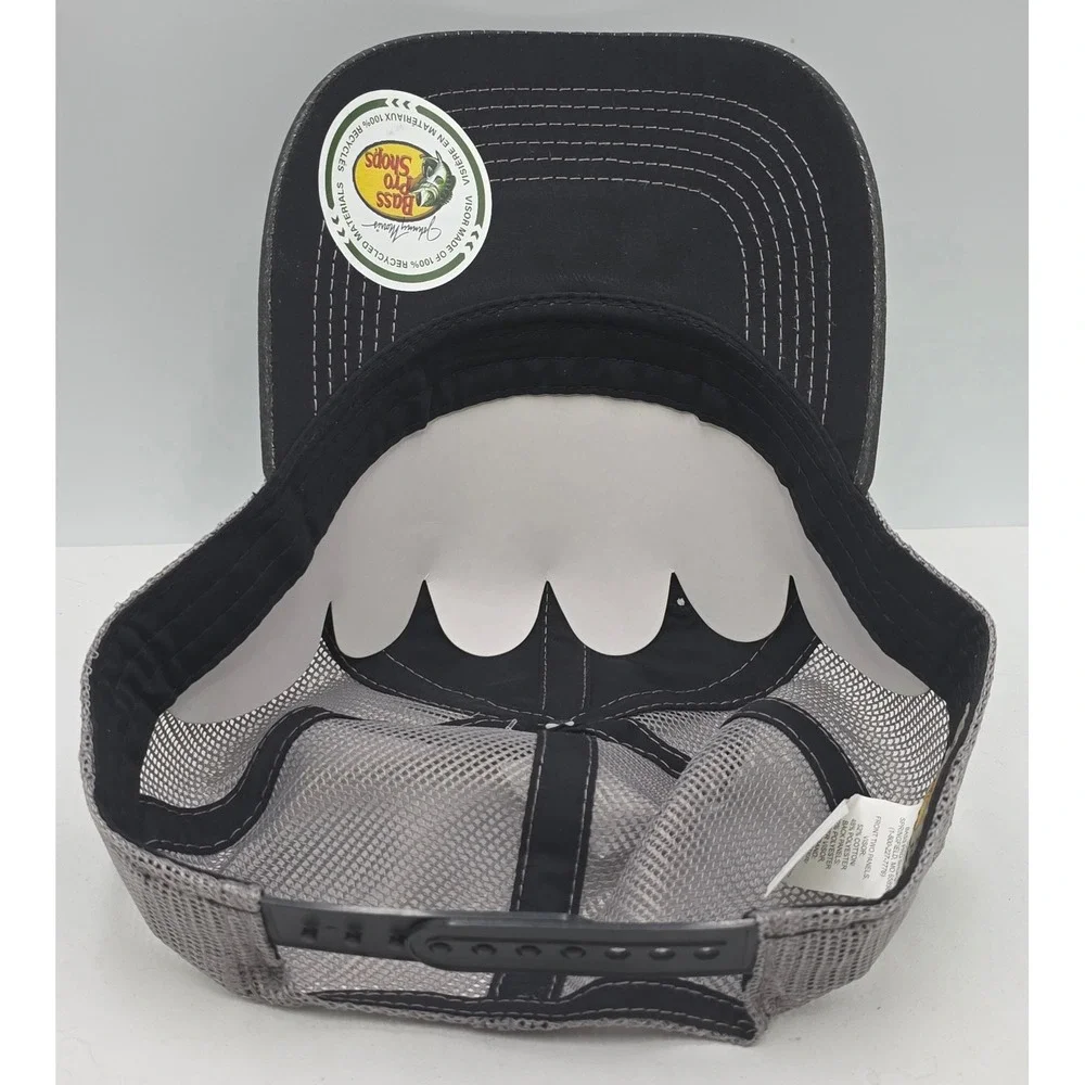 Bass Pro Shops Trucker Hat Black Mesh Snapback Fishing Cap NWT